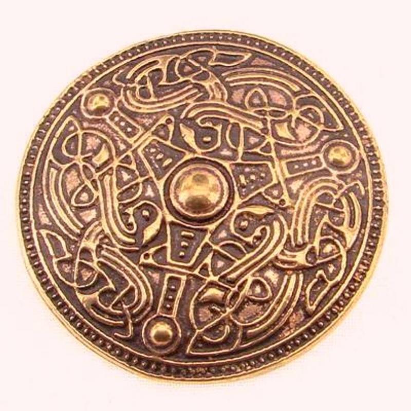 Wikinger Brosche rund in Schildform aus Bronze